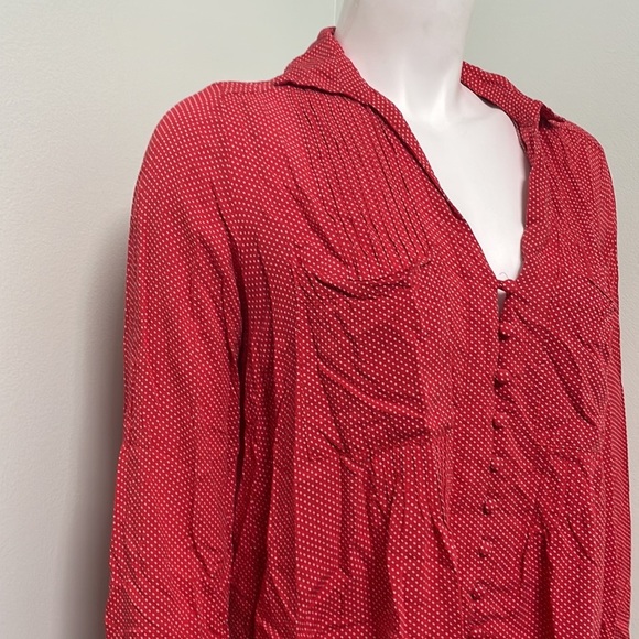 ANTHROPOLOGIE Maeve Matilda Red Polkadot Buttoned Blouse - Picture 5 of 8
